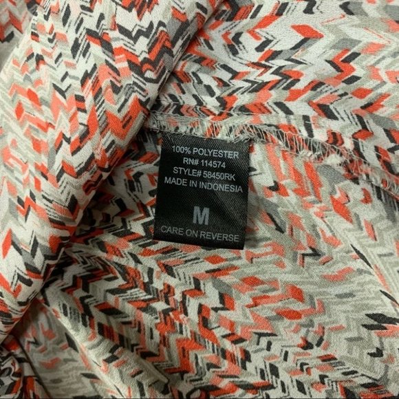 Pleione Short Sleeve Blouse Women's Size Medium Chevron Orange Anthropologie - Picture 6 of 6